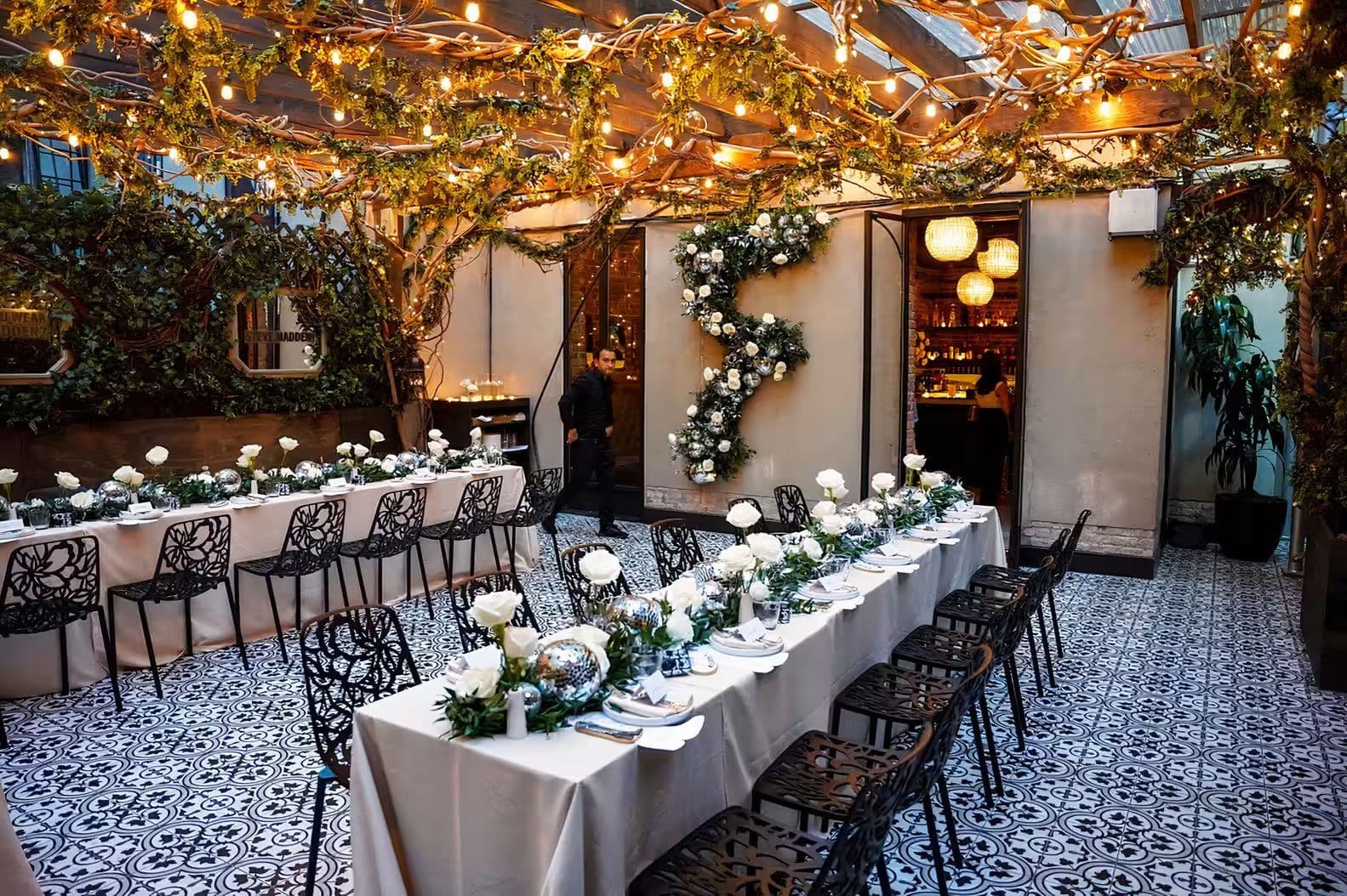 Saint Restaurant secret garden bridal shower space in New York City