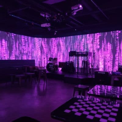 Immersive projected visuals covering the walls at Sugar Mouse in the East Village