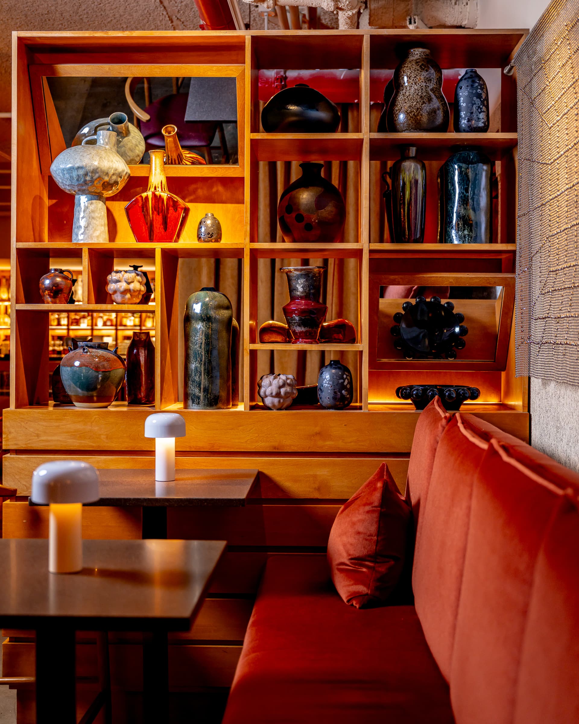 Retro lounge interior at Seed Library NYC speakeasy