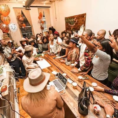 The Farm SoHo loft event space with high ceilings and large windows on Broadway