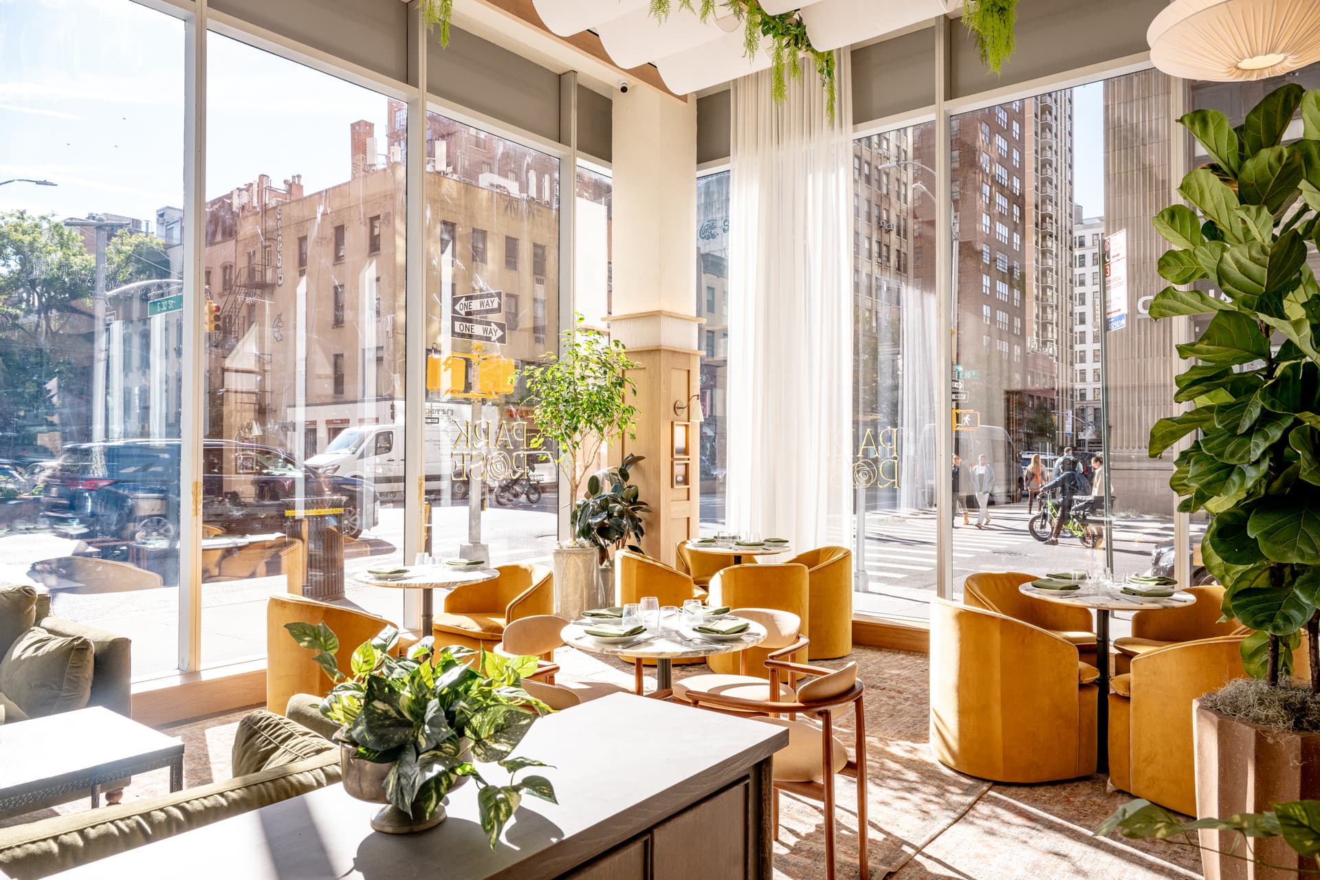 Formal dining room set for dinner service at Park Rose in NoMad