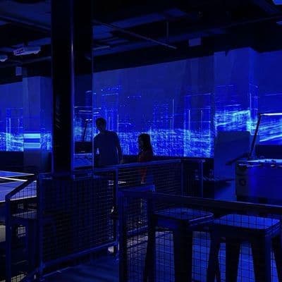 Immersive projection visuals across the walls at Sugar Mouse in the East Village