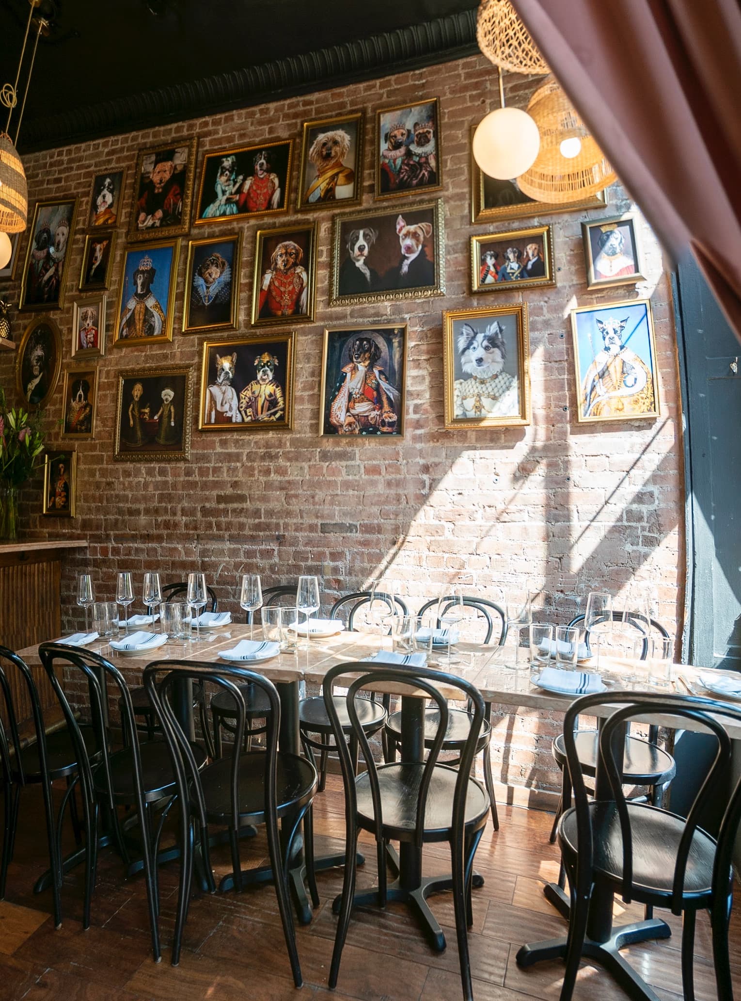 Warm, eclectic dining room at Bird Dog in the West Village