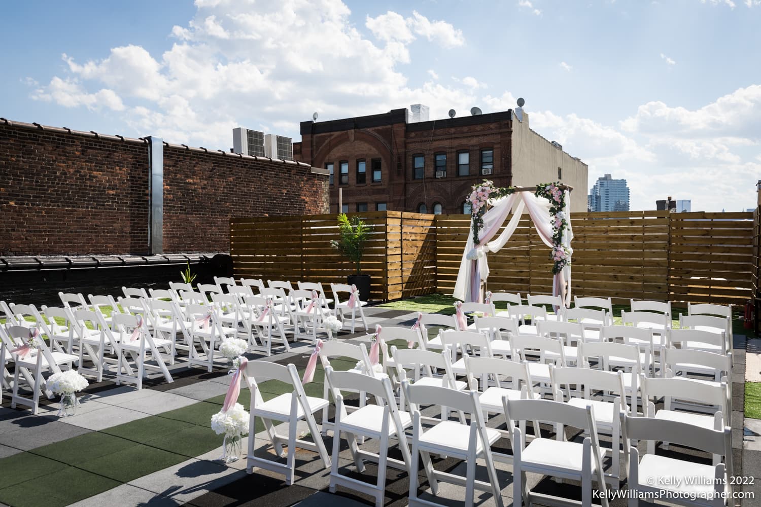 Main loft event space with projection mapping at Loft Story in Greenpoint